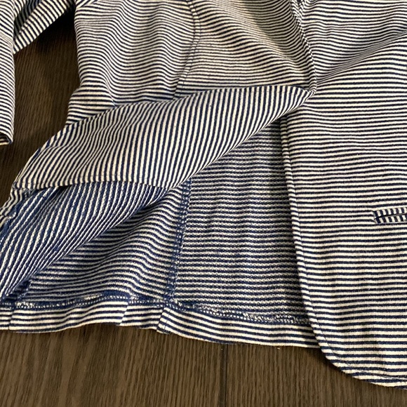 Tulle Original Clothing blazer. Blue/white stripe. Size L. 3/4 ruched sleeves. - Picture 12 of 14